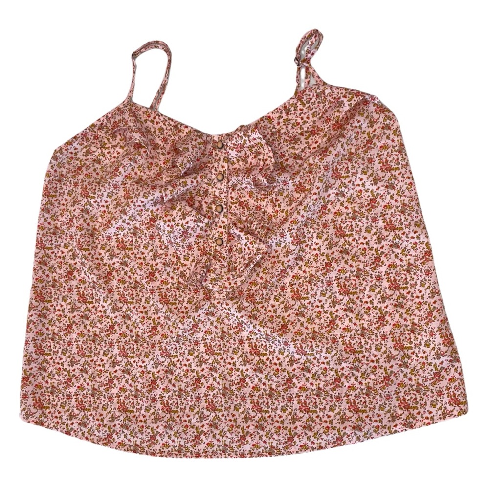 I LOVE H81 Pink Floral Ruffle Tank Top